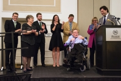 Pictured are Senator Kennedy's wife, Clare Holgren, and staff, Gerald Cassidy, Michael King, Joseph Mascianglioli, Sarah Yunits