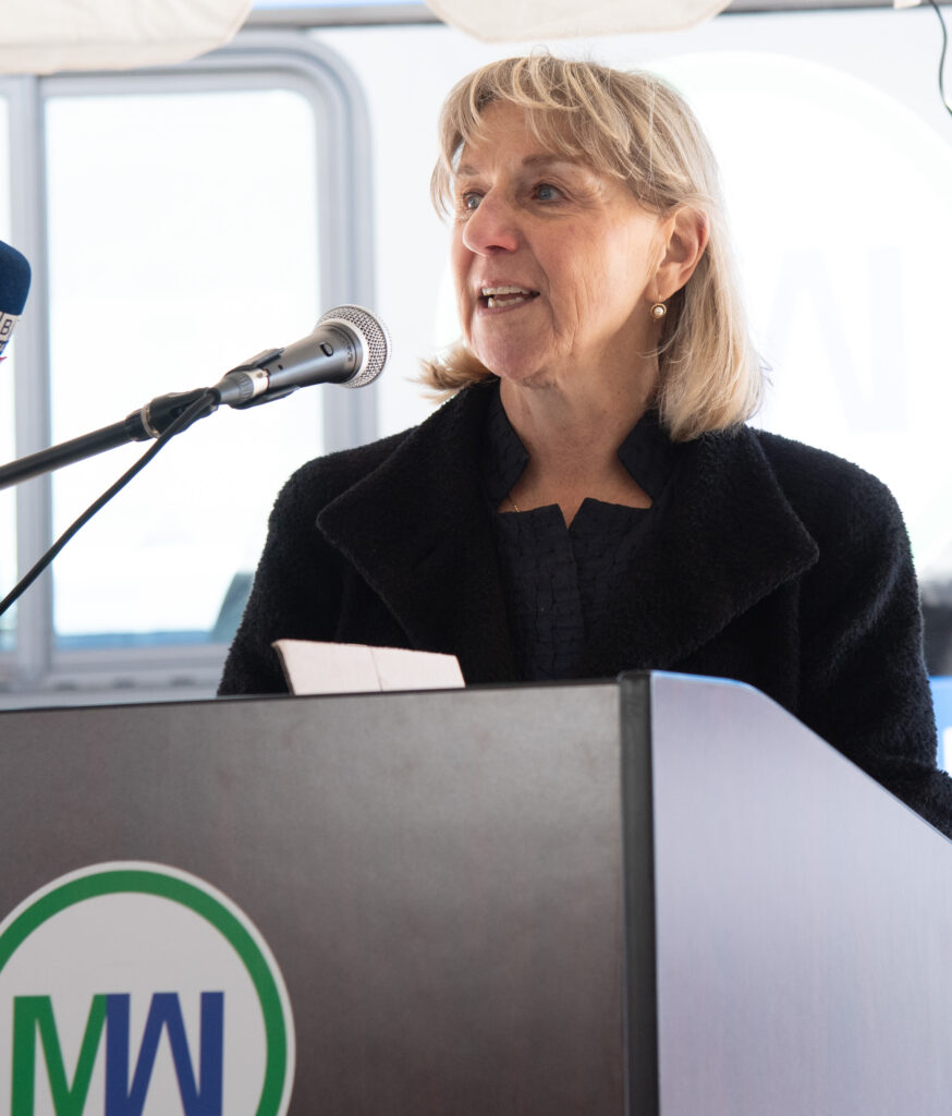 Senate President Karen Spilka speaking